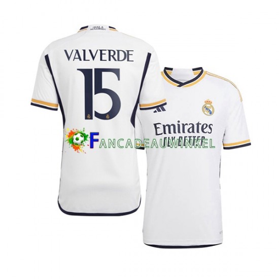 Real Madrid Wedstrijdshirt met Korting Federico Valverde 15 Thuis Heren 2023-24 Korte Mouw