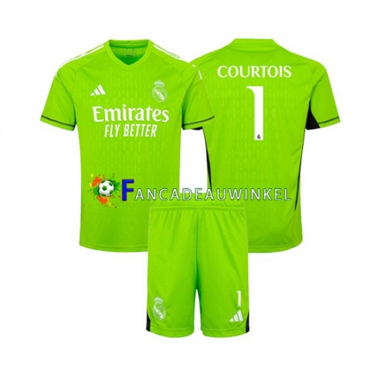 Real Madrid Wedstrijdshirt met Korting Thibaut Courtois 1 Keepersshirt Thuis Kind 2023-24 Korte Mouw