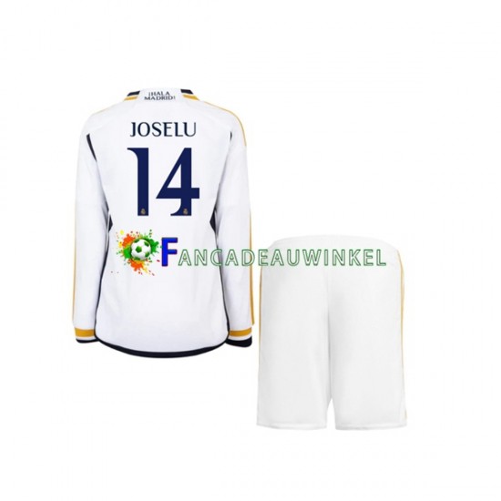 Real Madrid Wedstrijdshirt met Korting JOSELU 14 Thuis Kind 2023-24 Lange Mouw