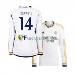 Real Madrid Wedstrijdshirt met Korting JOSELU 14 Thuis Heren 2023-24 Lange Mouw