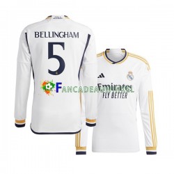 Real Madrid Wedstrijdshirt met Korting Jude Bellingham 5 Thuis Heren 2023-24 Lange Mouw