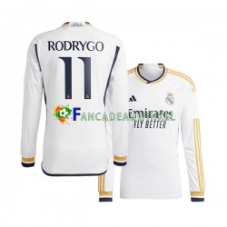 Real Madrid Wedstrijdshirt met Korting Rodrygo Goes 11 Thuis Heren 2023-24 Lange Mouw