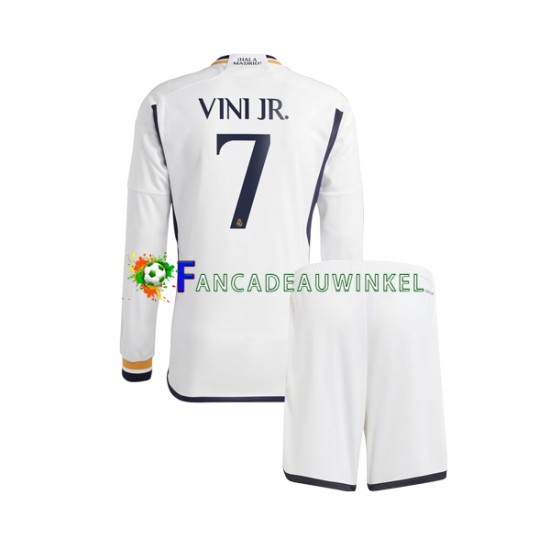 Real Madrid Wedstrijdshirt met Korting Vinicius Junior 7 Thuis Kind 2023-24 Lange Mouw