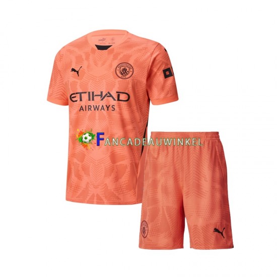 Manchester City Wedstrijdshirt met Korting Keepersshirt Uit Kind 2024-25 Korte Mouw