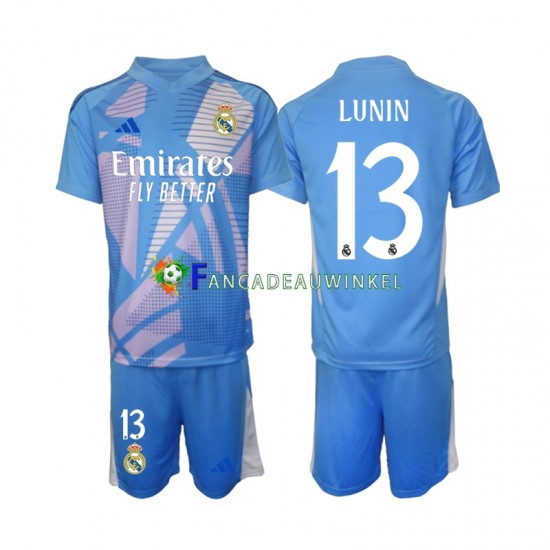 Real Madrid Wedstrijdshirt met Korting Andriy Lunin 13 Keepersshirt Thuis Kind 2024-25 Korte Mouw