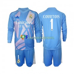 Real Madrid Wedstrijdshirt met Korting Thibaut Courtois 1 Keepersshirt Thuis Kind 2024-25 Lange Mouw