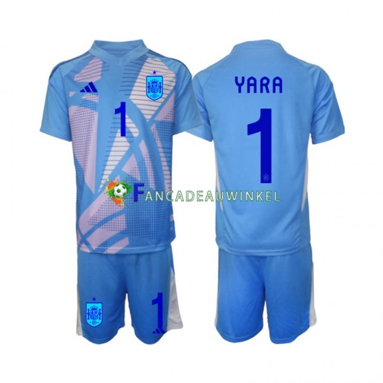 Spanje Wedstrijdshirt met Korting David Raya 1 Keepersshirt Thuis Kind EK 2024 Korte Mouw