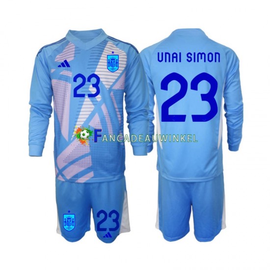 Spanje Wedstrijdshirt met Korting Unai Simon 23 Keepersshirt Thuis Kind EK 2024 Lange Mouw