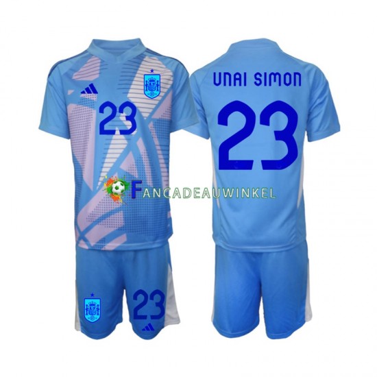 Spanje Wedstrijdshirt met Korting Unai Simon 23 Keepersshirt Thuis Kind EK 2024 Korte Mouw