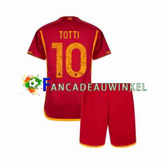 AS Roma Wedstrijdshirt met Korting Totti 10 Thuis Kind 2023-24 Korte Mouw