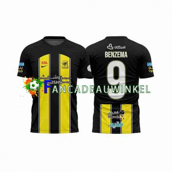 Wedstrijdshirt met Korting Al-Ittihad BENZEMA 9 Thuis Heren 2023-24 Korte Mouw