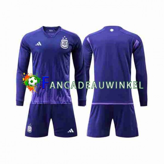 Argentinië Wedstrijdshirt met Korting 3 Stars Uit Kind WK 2022 Lange Mouw