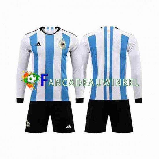 Argentinië Wedstrijdshirt met Korting 3 Stars Thuis Kind WK 2022 Lange Mouw