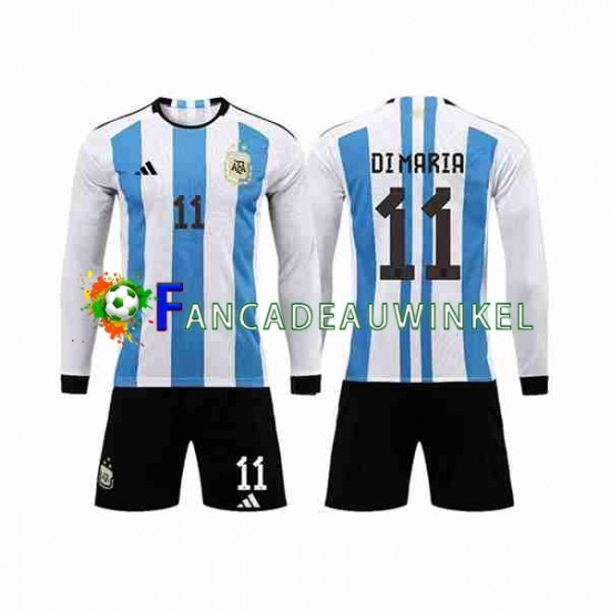 Argentinië Wedstrijdshirt met Korting 3 Stars Di Maria 11 Thuis Kind WK 2022 Lange Mouw