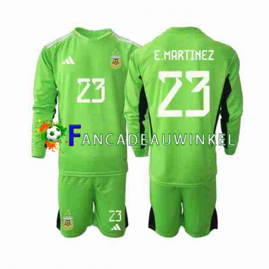 Argentinië Wedstrijdshirt met Korting Emiliano Martinez 23 Keepersshirt Thuis Kind WK 2022 Lange Mouw