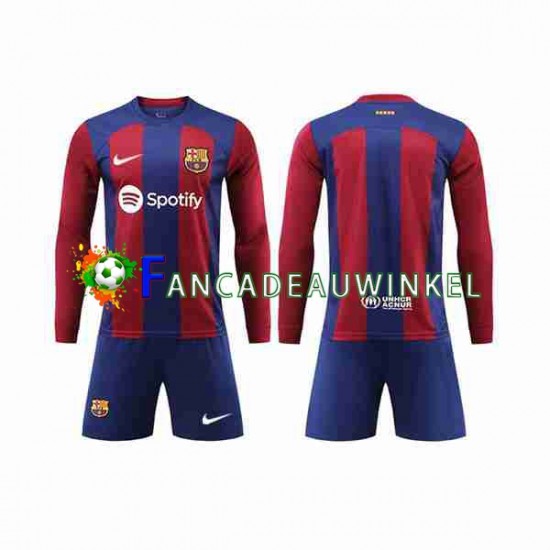 FC Barcelona Wedstrijdshirt met Korting Thuis Kind 2023-24 Lange Mouw