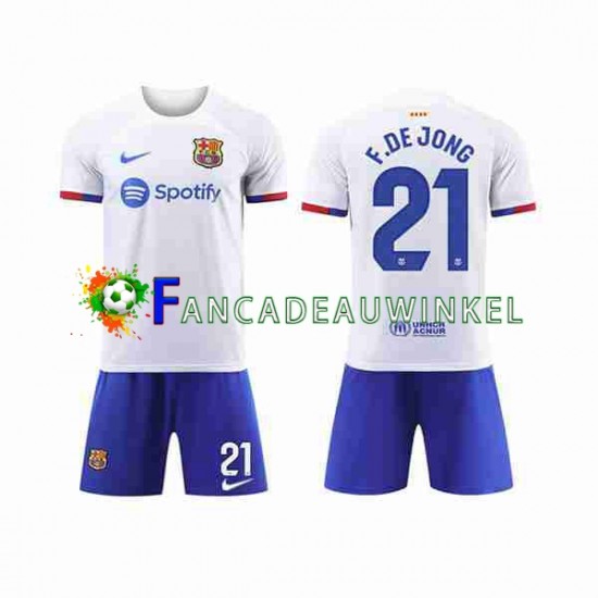 FC Barcelona Wedstrijdshirt met Korting Frenkie de Jong 21 Uit Kind 2023-24 Korte Mouw