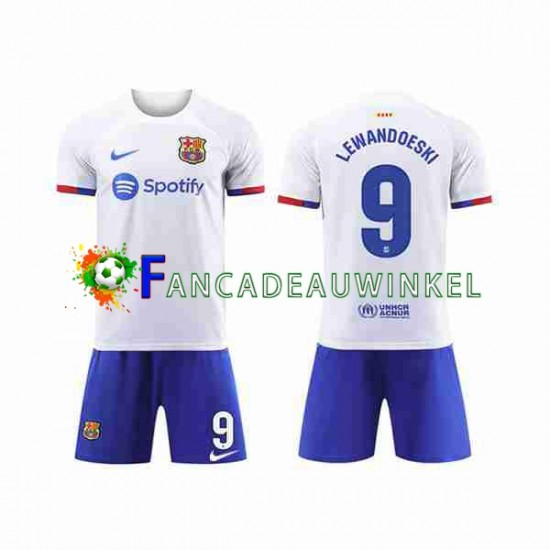 FC Barcelona Wedstrijdshirt met Korting LEWANDOWSKI 9 Uit Kind 2023-24 Korte Mouw