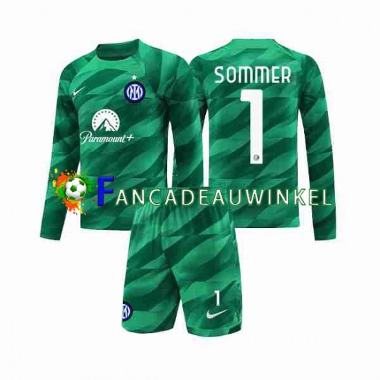 Inter Milan Wedstrijdshirt met Korting Sommer 1 Keepersshirt Uit Kind 2023-24 Lange Mouw