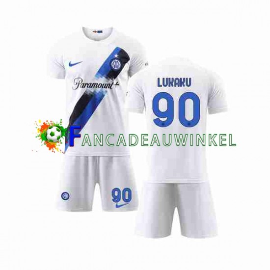 Inter Milan Wedstrijdshirt met Korting Lukaku 90 Uit Kind 2023-24 Korte Mouw