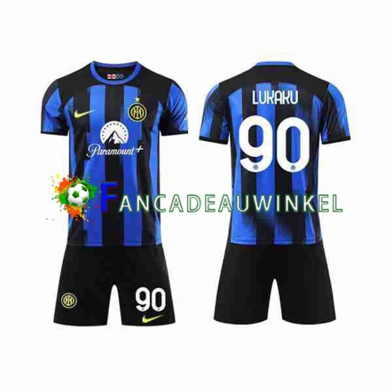 Inter Milan Wedstrijdshirt met Korting Lukaku 90 Thuis Kind 2023-24 Korte Mouw