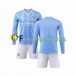Manchester City Wedstrijdshirt met Korting Thuis Kind 2023-24 Lange Mouw