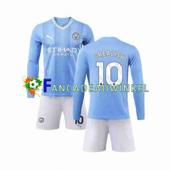 Manchester City Wedstrijdshirt met Korting Grealish 10 Thuis Kind 2023-24 Lange Mouw