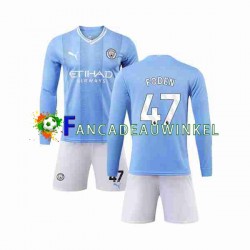 Manchester City Wedstrijdshirt met Korting Phil Foden 47 Thuis Kind 2023-24 Lange Mouw