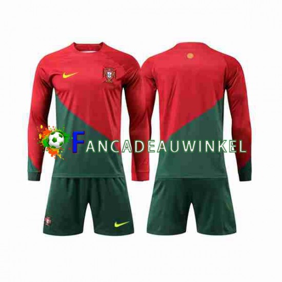 Portugal Wedstrijdshirt met Korting Thuis Kind WK 2022 Lange Mouw