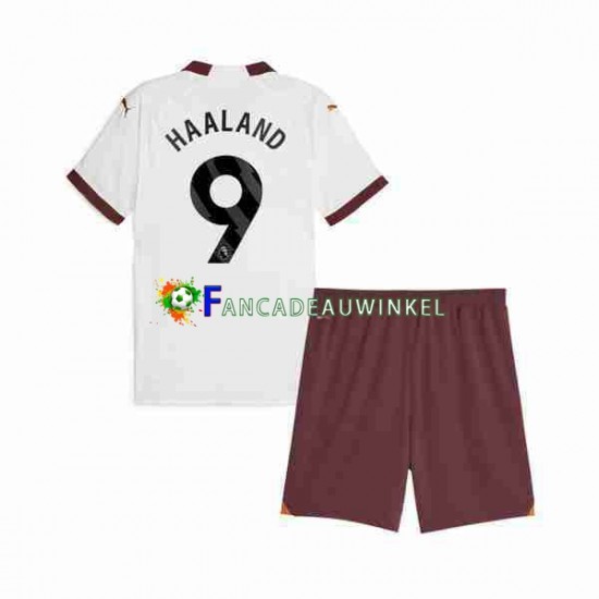 Manchester City Wedstrijdshirt met Korting Erling Haaland 9 Uit Kind 2023-24 Korte Mouw