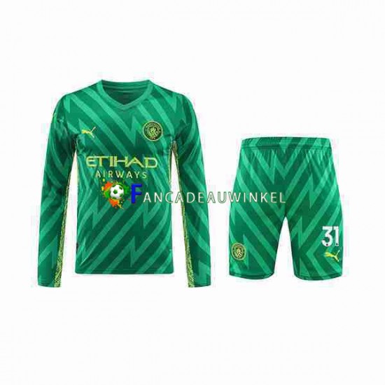 Manchester City Wedstrijdshirt met Korting Ederson Moraes 31 Keepersshirt Thuis Kind 2023-24 Lange Mouw