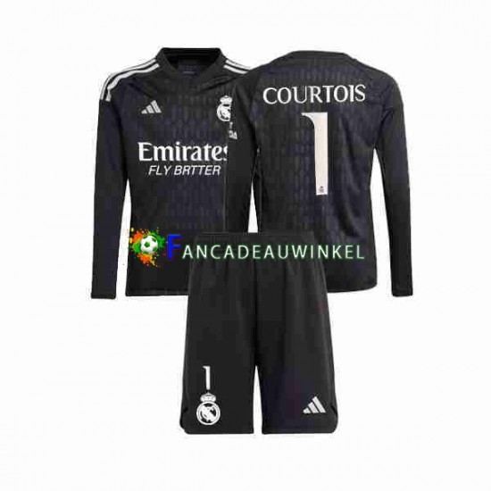 Real Madrid Wedstrijdshirt met Korting Thibaut Courtois 1 Keepersshirt Uit Kind 2023-24 Lange Mouw