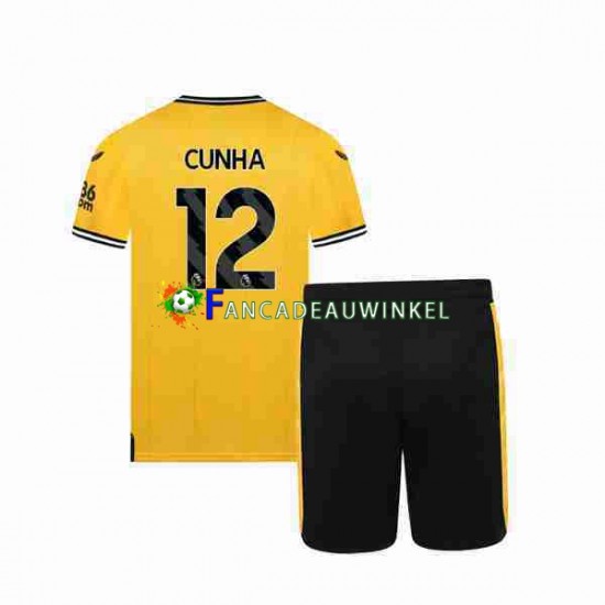 Wolverhampton Wanderers Wedstrijdshirt met Korting CUNHA 12 Thuis Kind 2023-24 Korte Mouw