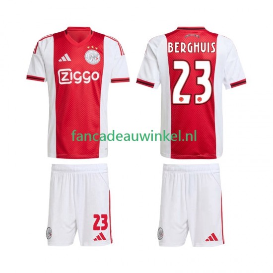 AFC Ajax Wedstrijdshirt met Korting Steven Berghuis 23 Thuis Kind 2025-26 Korte Mouw
