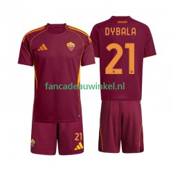 AS Roma Wedstrijdshirt met Korting Dybala 21 Thuis Kind 2025-26 Korte Mouw