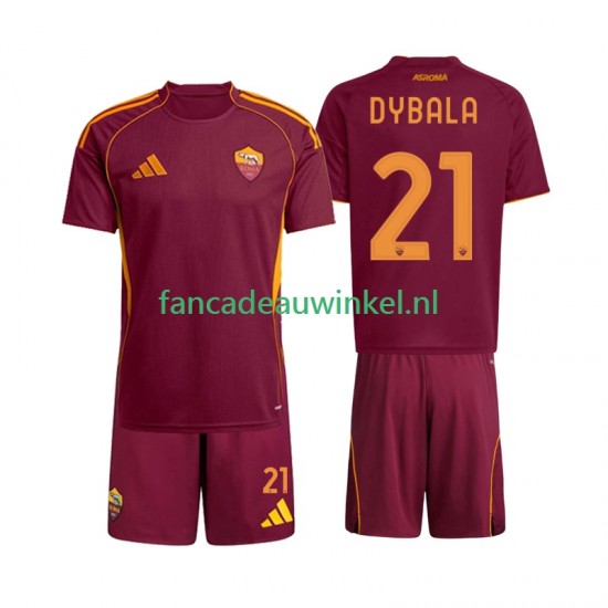 AS Roma Wedstrijdshirt met Korting Dybala 21 Thuis Kind 2025-26 Korte Mouw