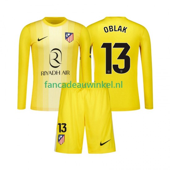 Atlético Madrid Wedstrijdshirt met Korting Jan Oblak 13 Keepersshirt Thuis Kind 2025-26 Lange Mouw