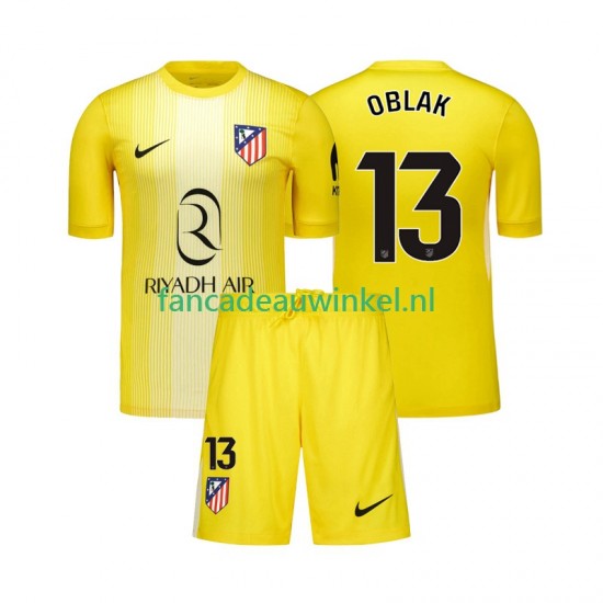 Atlético Madrid Wedstrijdshirt met Korting Jan Oblak 13 Keepersshirt Thuis Kind 2025-26 Korte Mouw