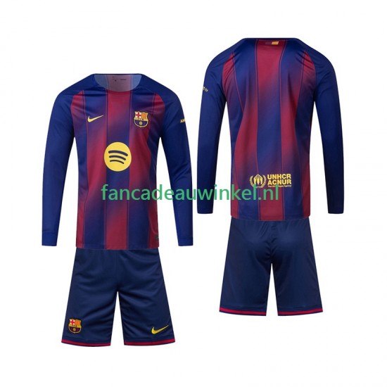 FC Barcelona Wedstrijdshirt met Korting Thuis Kind 2025-26 Lange Mouw