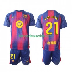 FC Barcelona Wedstrijdshirt met Korting Frenkie de Jong 21 Thuis Kind 2025-26 Korte Mouw