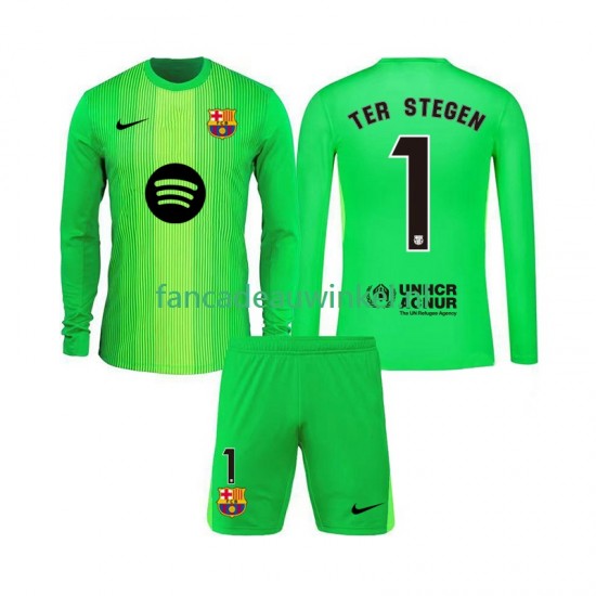 FC Barcelona Wedstrijdshirt met Korting Ter Stegen 1 Keepersshirt Thuis Kind 2025-26 Lange Mouw