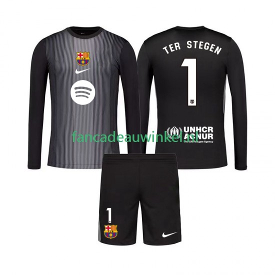 FC Barcelona Wedstrijdshirt met Korting Ter Stegen 1 Keepersshirt 3rd Kind 2025-26 Lange Mouw