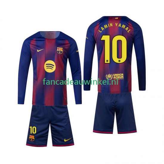 FC Barcelona Wedstrijdshirt met Korting Lamine Yamal 10 Thuis Kind 2025-26 Lange Mouw