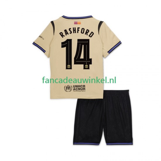 FC Barcelona Wedstrijdshirt met Korting Marcus Rashford 14 UCL Uit Kind 2025-26 Korte Mouw