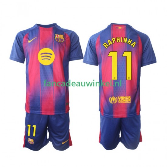 FC Barcelona Wedstrijdshirt met Korting Raphinha 11 Thuis Kind 2025-26 Korte Mouw