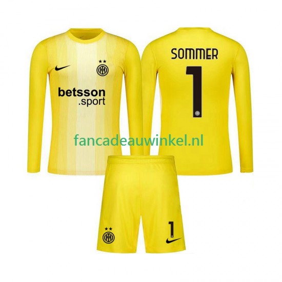 Inter Milan Wedstrijdshirt met Korting Yann Sommer 1 Keepersshirt Uit Kind 2025-26 Lange Mouw