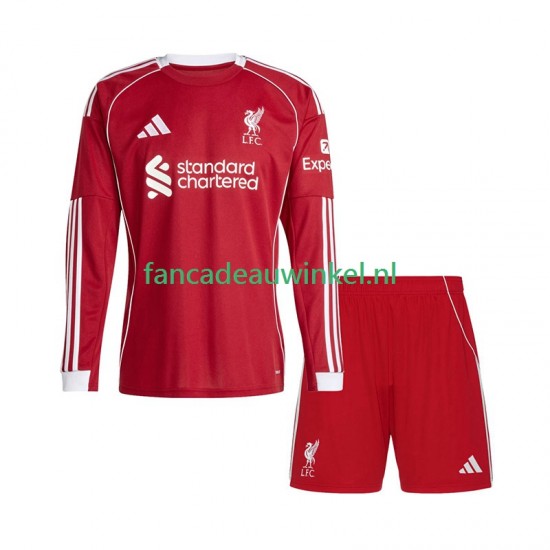 Liverpool Wedstrijdshirt met Korting Thuis Kind 2025-26 Lange Mouw
