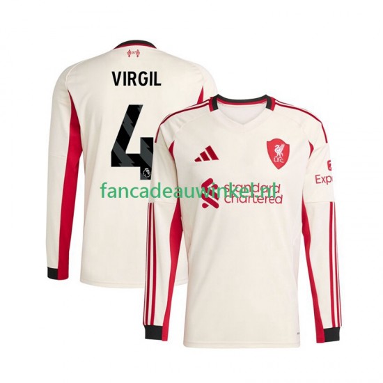Liverpool Wedstrijdshirt met Korting Virgil van Dijk 4 Uit Heren 2025-26 Lange Mouw