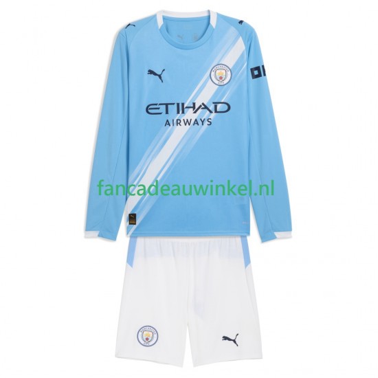 Manchester City Wedstrijdshirt met Korting Thuis Kind 2025-26 Lange Mouw