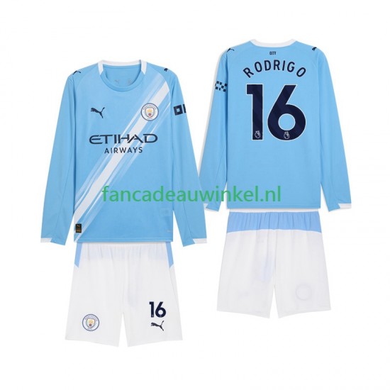 Manchester City Wedstrijdshirt met Korting Rodrigo Hernandez 16 Thuis Kind 2025-26 Lange Mouw
